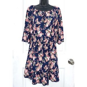 Shiela Rose navy blue floral print short dress, size XL